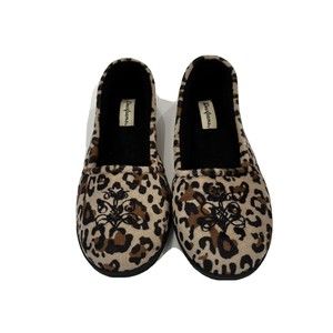 Dearfoams Womens Memory Foam Leopard Velour Closed Back Slipper - Medium 7-8